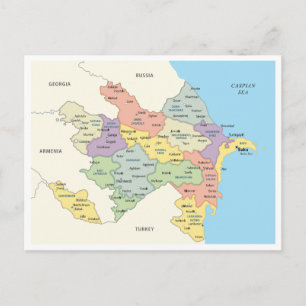 Postal Mapa detallado de las regiones de Azerbaiyán