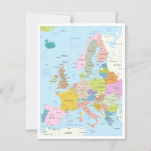 Postal Mapa detallado del continente europeo