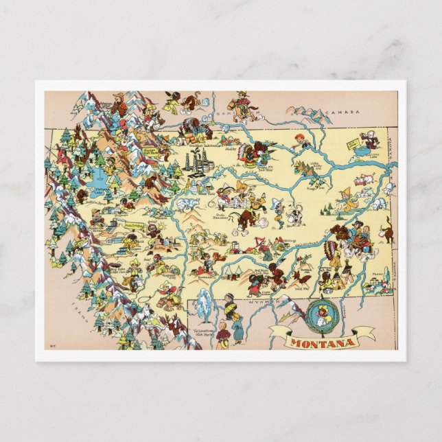 Postal Mapa divertidísimo de Montana (Anverso)