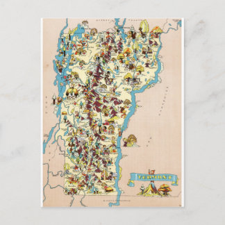 Postal Mapa divertidísimo de Vermont Vintage