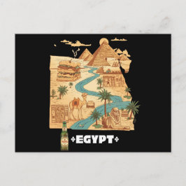 Postal Mapa divertido de Egipto con ambiente egipcio