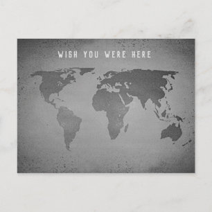 Postal Mapa divertido del mundo blanco y negro