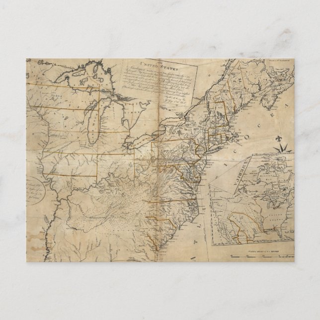 POSTAL MAPA: EE.UU., 1783 (Anverso)