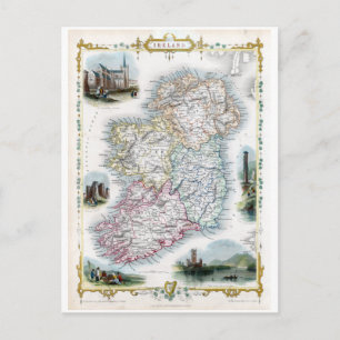 Postal Mapa Éire de 1851