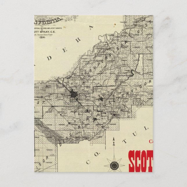 Postal Mapa el condado de Fresno, California (Anverso)