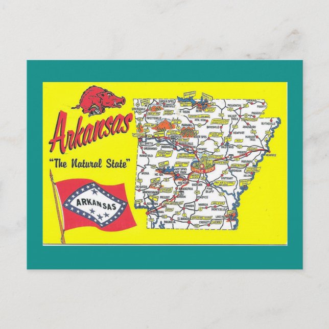 Postal Mapa estatal de Arkansas (Anverso)