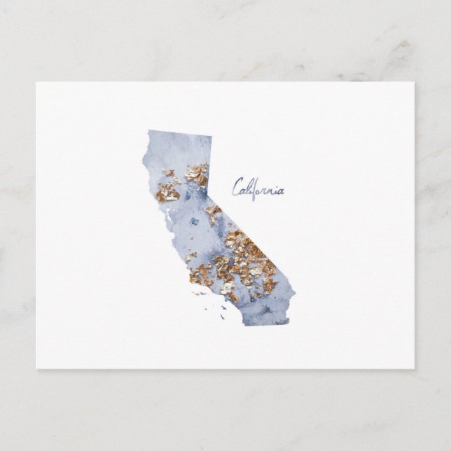 Postal Mapa estatal de Blue & Gold California (Anverso)