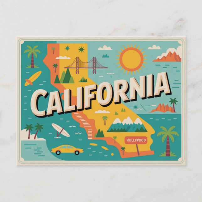 Postal Mapa estatal de California (Anverso)