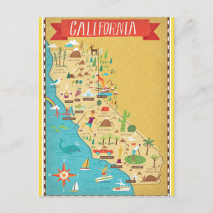 Postal Mapa estatal de California