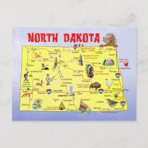 Postal Mapa estatal de Dakota del Norte