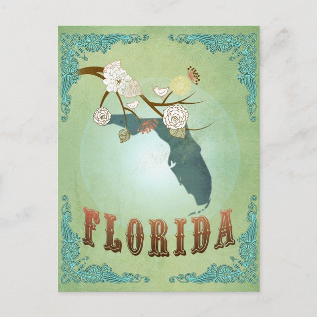 Postal Mapa Estatal de Florida - Verde (Anverso)