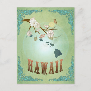 Postal Mapa estatal de Hawaii - Verde