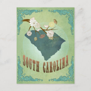 Postal Mapa estatal de la vieja usanza de Carolina del Su