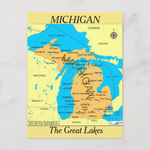 Postal Mapa estatal de Michigan