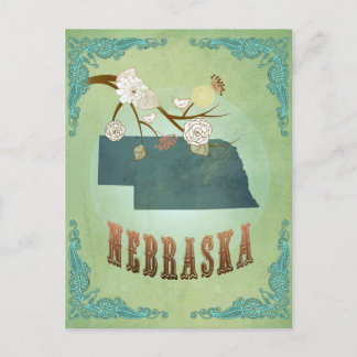 Postal Mapa estatal de Nebraska - Verde