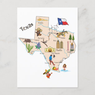 Postal Mapa Estatal de Texas