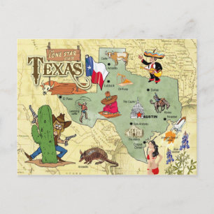 Postal Mapa Estatal de Texas