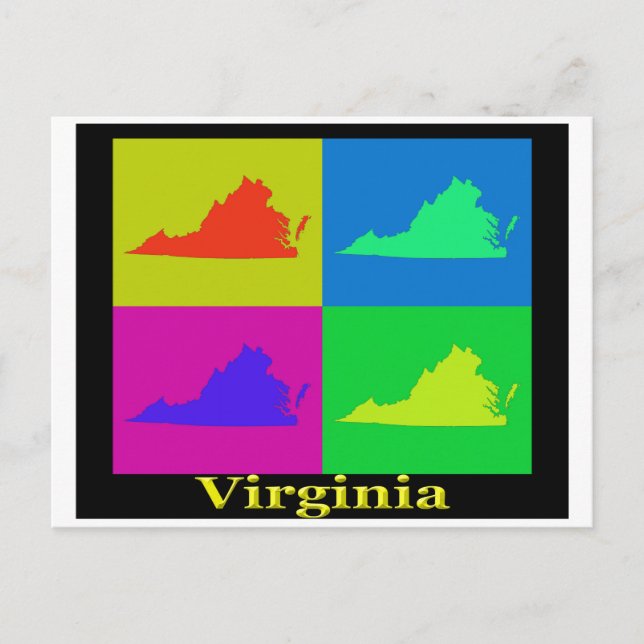 Postal Mapa estatal de Virginia (Anverso)