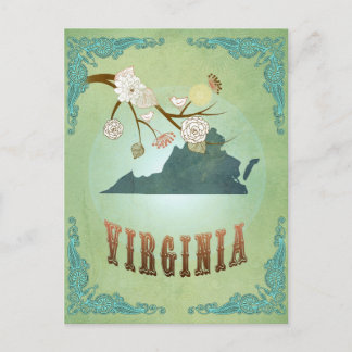 Postal Mapa Estatal de Virginia - Verde