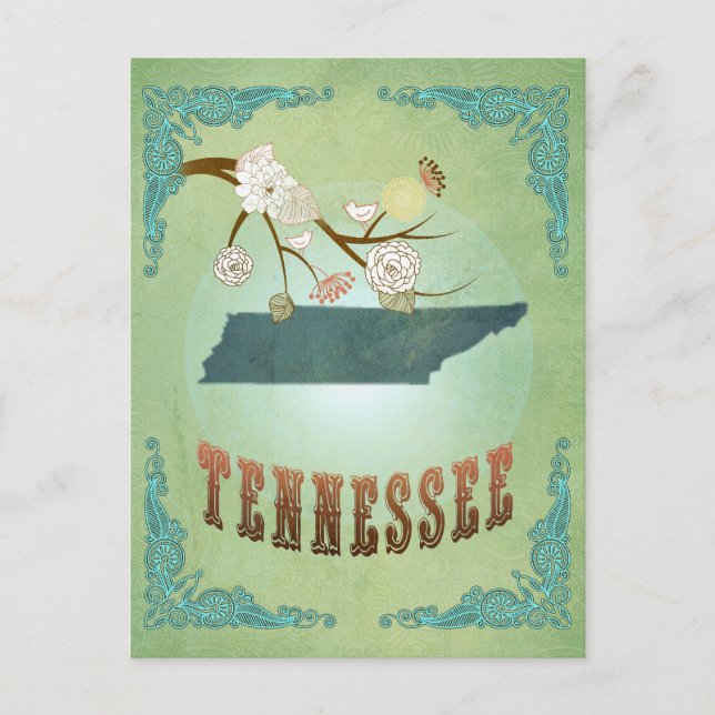 Postal Mapa estatal moderno de Tennessee - Verde sabio (Anverso)