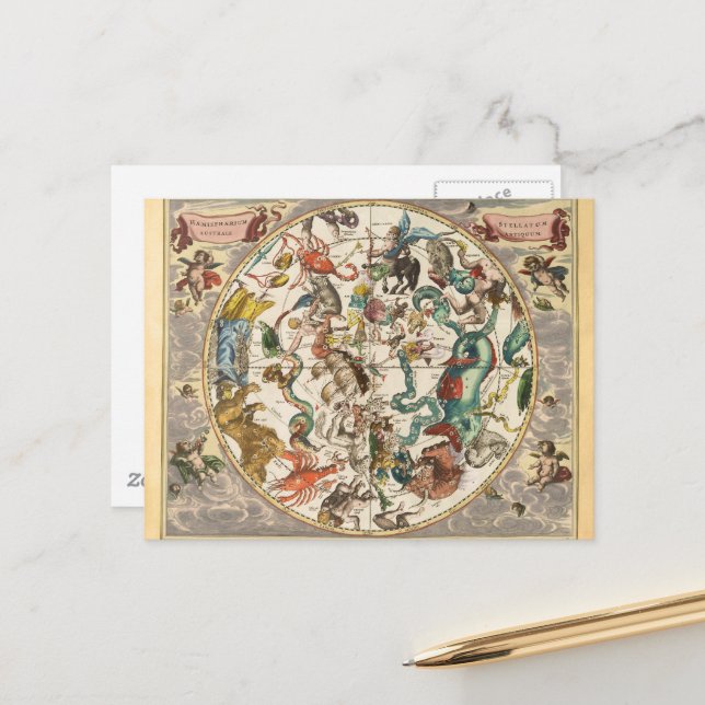 Postal Mapa estelar de estrella celestial del cielo de co (Anverso/Reverso In Situ)