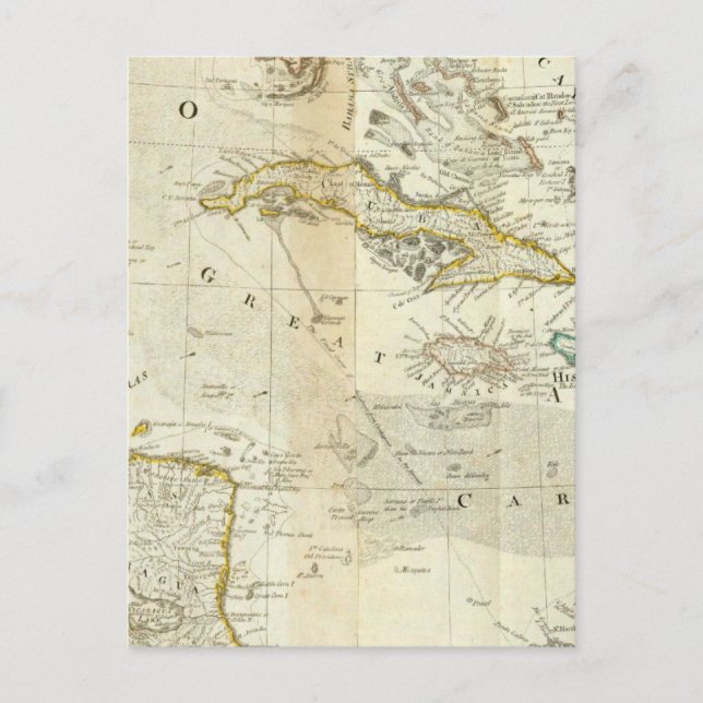 Postal Mapa exacto de la sección Sur de Norteamérica (Anverso)