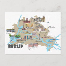 Postal Mapa favorito de Berlín con puntos destacados
