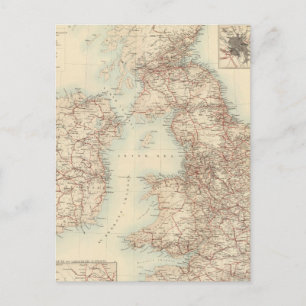 Postal Mapa ferroviario de las Islas Británicas