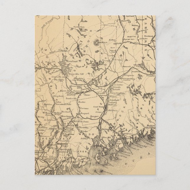 Postal Mapa ferroviario de Maine (Anverso)