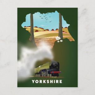 Postal mapa ferroviario de Yorkshire impresión de viaje