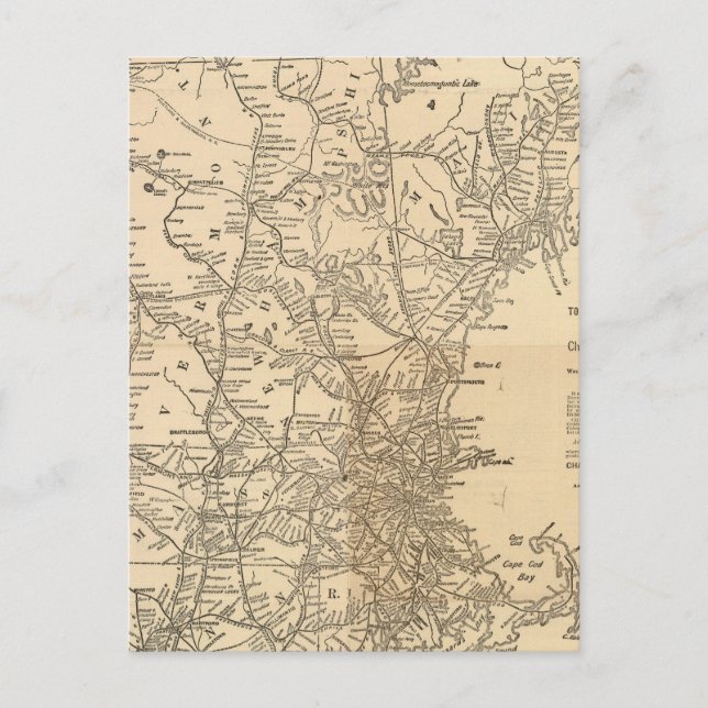 Postal Mapa ferroviario Estados de Nueva Inglaterra (Anverso)