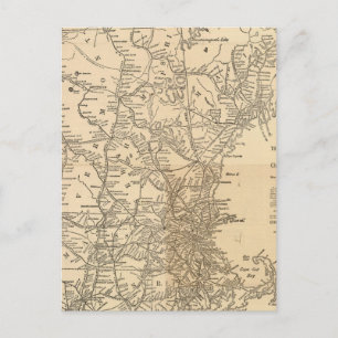 Postal Mapa ferroviario Estados de Nueva Inglaterra