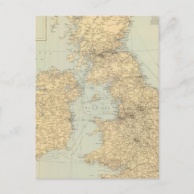 Postal Mapa ferroviario, Islas Británicas (Anverso)