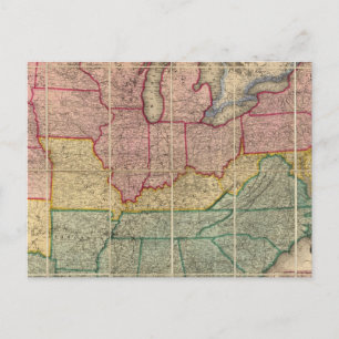 Postal Mapa ferroviario y de condados de Estados Unidos d