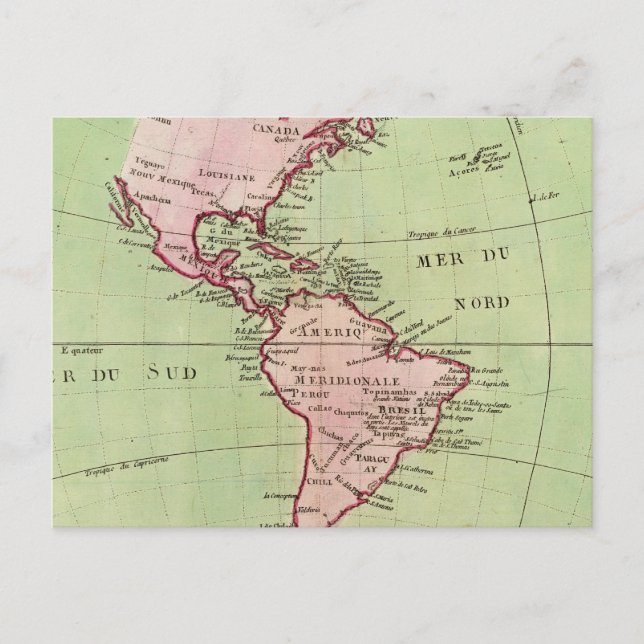 Postal Mapa físico de América (Anverso)