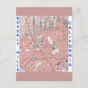 Postal Mapa físico de Beverly Hills California 1995