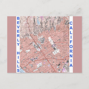 Postal Mapa físico de Beverly Hills California 1995