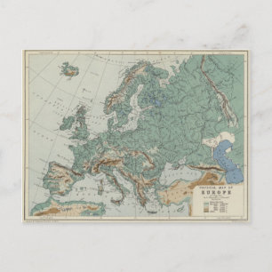 Postal Mapa físico de Europa