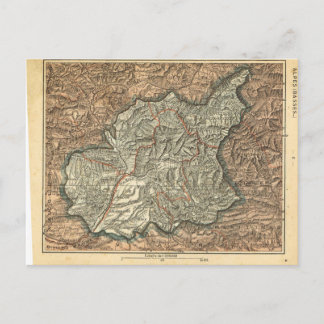 Postal Mapa francés vintage, Alpes Basse