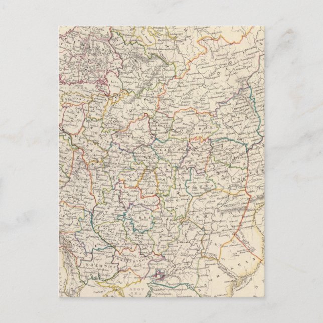 Postal Mapa general de Rusia en Europa (Anverso)