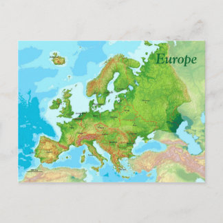 Postal Mapa geográfico de Europa
