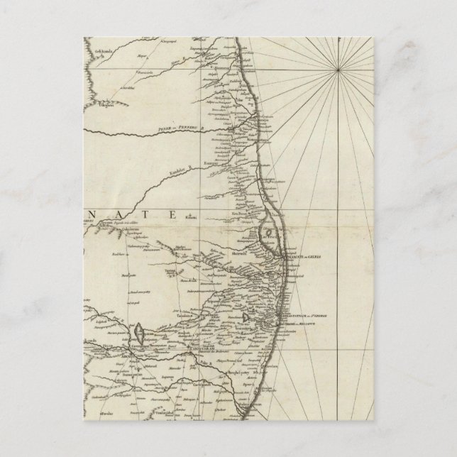 Postal Mapa geográfico de la India (Anverso)