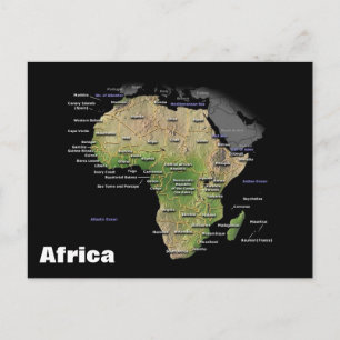 Postal Mapa geográfico del continente africano