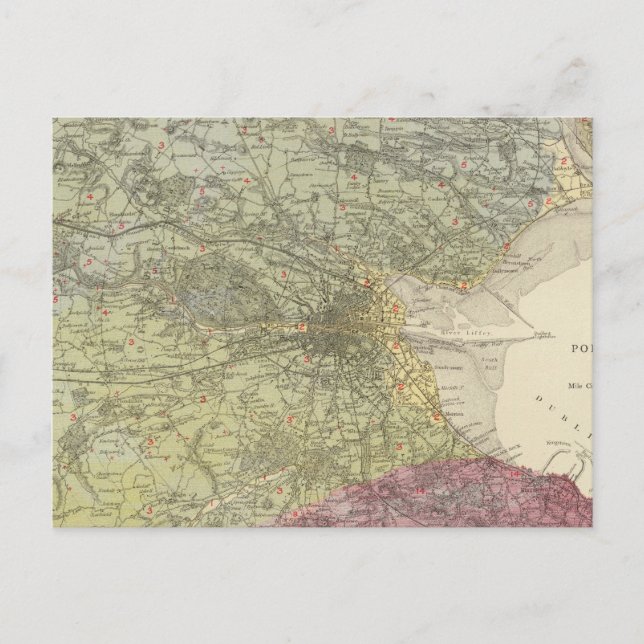 Postal Mapa geológico de Dublín (Anverso)