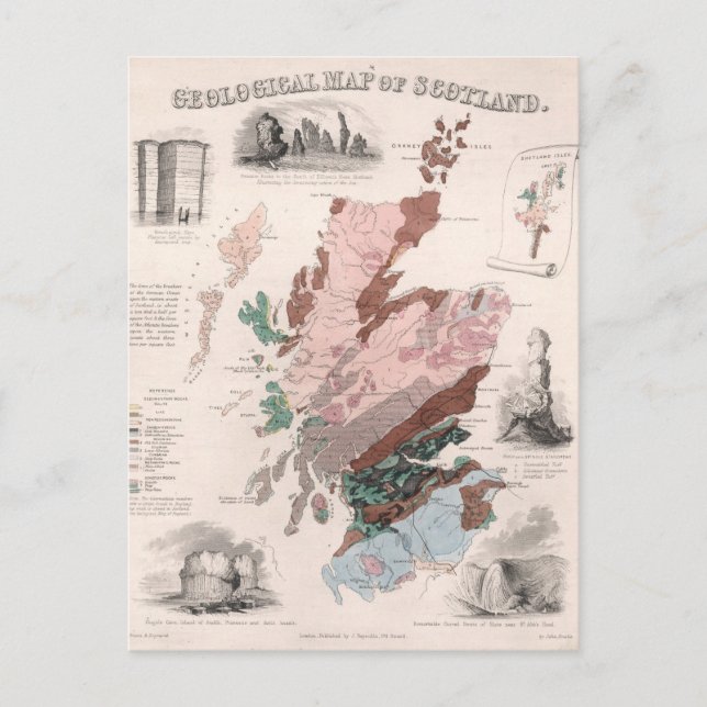 Postal Mapa geológico de Escocia (Anverso)