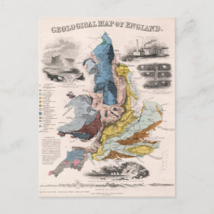Postal Mapa geológico de Inglaterra