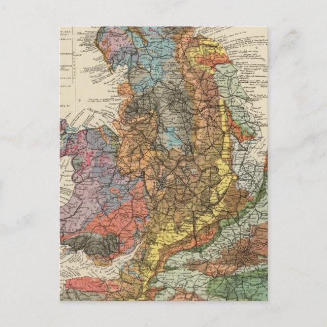 Postal Mapa geológico de Inglaterra, Gales (Anverso)