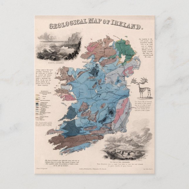 Postal Mapa geológico de Irlanda (Anverso)