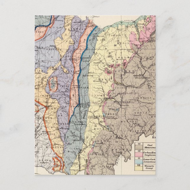 Postal Mapa geológico de Ohio (Anverso)