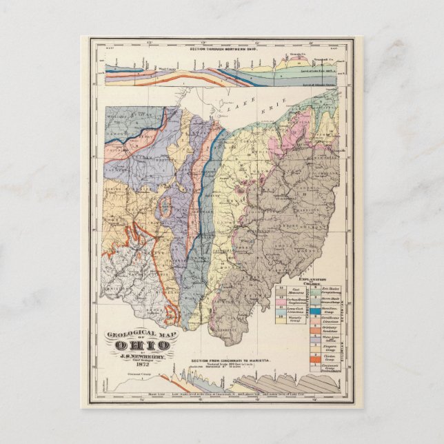 Postal Mapa geológico de Ohio (Anverso)